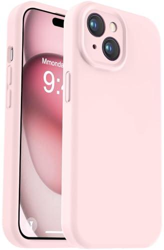 Vooii Compatible with iPhone 15 Case, Upgrade Defender Liquid Silicone, [Enhanced Camera Protection] [Soft Anti-Scratch Microfiber Lining] Shockproof Phone Case for iPhone 15 6.1 inch - Chalk Pink
