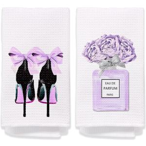 Purple Bathroom Accessories Decor Violet Hand Towels for Bathroom Decorative Towels for Washroom Bath Towels Set of 2 Purple Bow Decor Hand Towels Decor for Washroom Dish Cloths Towels