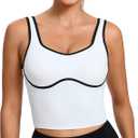 RUNNING GIRL Sports Bras for Women,Longline Workout Crop Tank Tops Padded with Built in Shelf Padded Sports Bra (XX-Large, White)