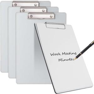 4 Pack Double-Sided Sublimation Clipboard Blanks, White-Coated MDF Hardboard, Letter Size A4 Compatible Clipboards, Metal Clip with Screws, Hanging Loop, DIY Craft Present Supplies