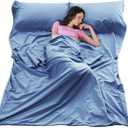 Sleeping Bag Liner Ultralight Travel Sheet Dirt-Proof Camping Sheets Compact Hotel Sack for Outdoor Backpacking Hiking (83x46", Blue)