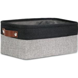 DULLEMELO Small Collapsible Fabric Basket for Organizing, Shelves, Closets, Laundry, Nursery, Decorative Gift Basket (Black&Gray) (Small-11.8"x7.9"x5.1")