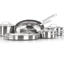 Calphalon Classic Stainless Steel Cookware Set, 10-Piece, Impact-Bonded Aluminum Base, Stay-Cool Handles
