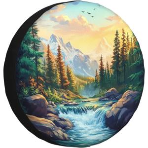 Spare Tire Cover Mountains Nature Scenery Wheel Covers Weatherproof Universal Wheel Protectors for Rv SUV Truck Travel Trailer Camper 15 Inch