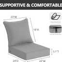 Goodgoods 22x24 inch Outdoor/Indoor Deep Seat Patio Cushions Set of 2 Resilient Foam Filling Water-Proof Stain-Resistant UV Resistant Weather Resistant Deep Seat Bottom Light Gray, 22''x24''x5.1'' 2 sets