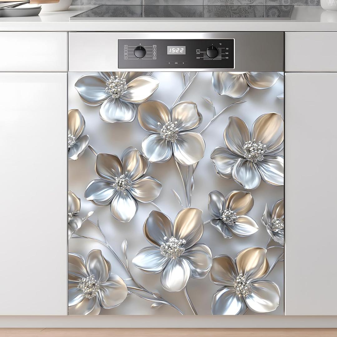Dishwasher Magnet Sticker Cover Panel Decal Refrigerator Magnetic Sticker Decorative for Kitchen Decoration,Fridge Door Cover,Home Appliances Decor Stickers 23.03"x25.59", 23"x26"