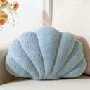 Seashell Throw Pillows Shell Shaped Pillow Blue Sea Shell Pillows for Bed Seashell Decorative Pillow Soft Plush Pillow Sea Couch Decoration(13 X 10 inch)