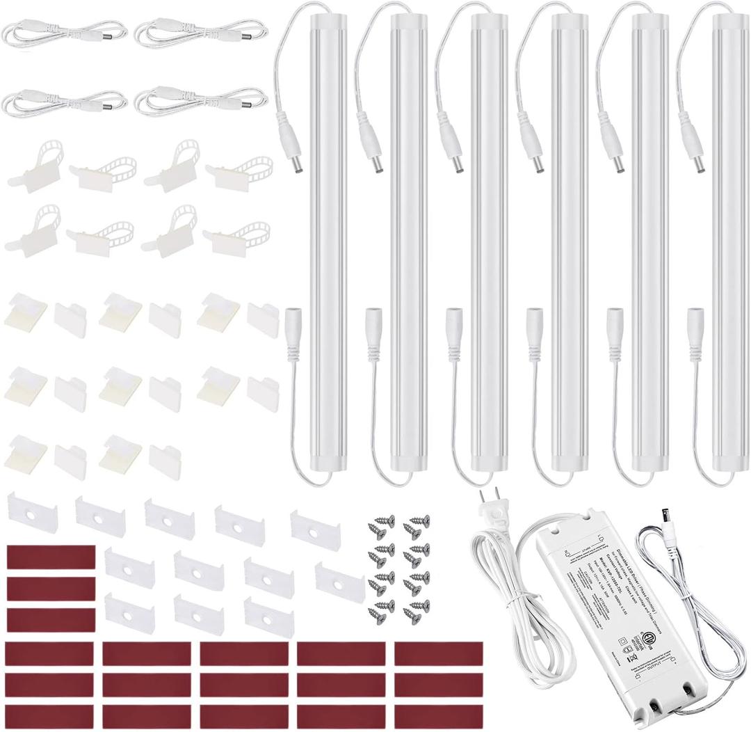 Litever Under Cabinet LED Lights Kit Dimmable by AC in-Wall Dimmer. Plug or Direct Wire LED Driver. Super Bright Linkable Lighting Strip for Kitchen Cabinets Counter. 35W 2000 Lumen. Warm White 3000K