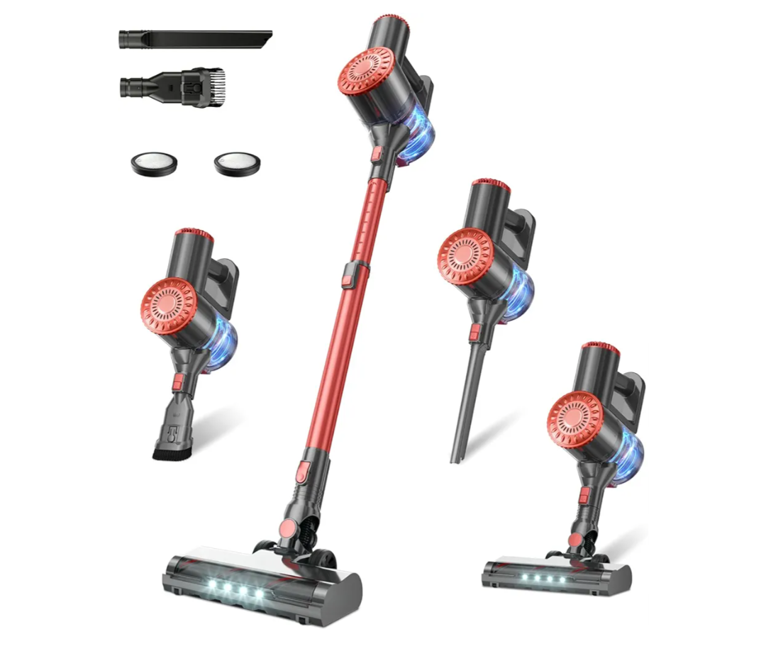 Cordless Vacuum Cleaner with Self-Standing, 40KPA Stick Vacuum Cleaners for Home, 8-in-1 Lightweight Rechargeable Vacuum, 7-Layer Filtration,Ideal for Carpet, Pet Hair, Hardwood Floors