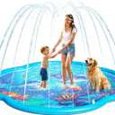 Splash Pad Sprinkler for Kids & Dog, 75" Round Sea World Splash Pad for Toddler 1-3, Thicken Outdoor Water Toy Play Mat for Children, Backyard Inflatable Sprinkler Shallow Pool Fountain Pad