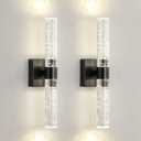 Black Modern LED Wall Sconce - 18 Inch Wall Sconces Set of Two 4000K Dimmable Crystal Sconce Wall Lighting Indoor Wall Mount Bathroom Vanity Light Fixtures for Bedroom Living Room, 12W