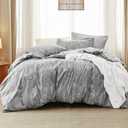 Bedsure King Comforter Set - Grey Bed Set, 3 Pieces Cute Floral Bedding, 1 Soft Reversible Botanical Flowers Comforter and 2 Pillow Shams (04 - Grey)