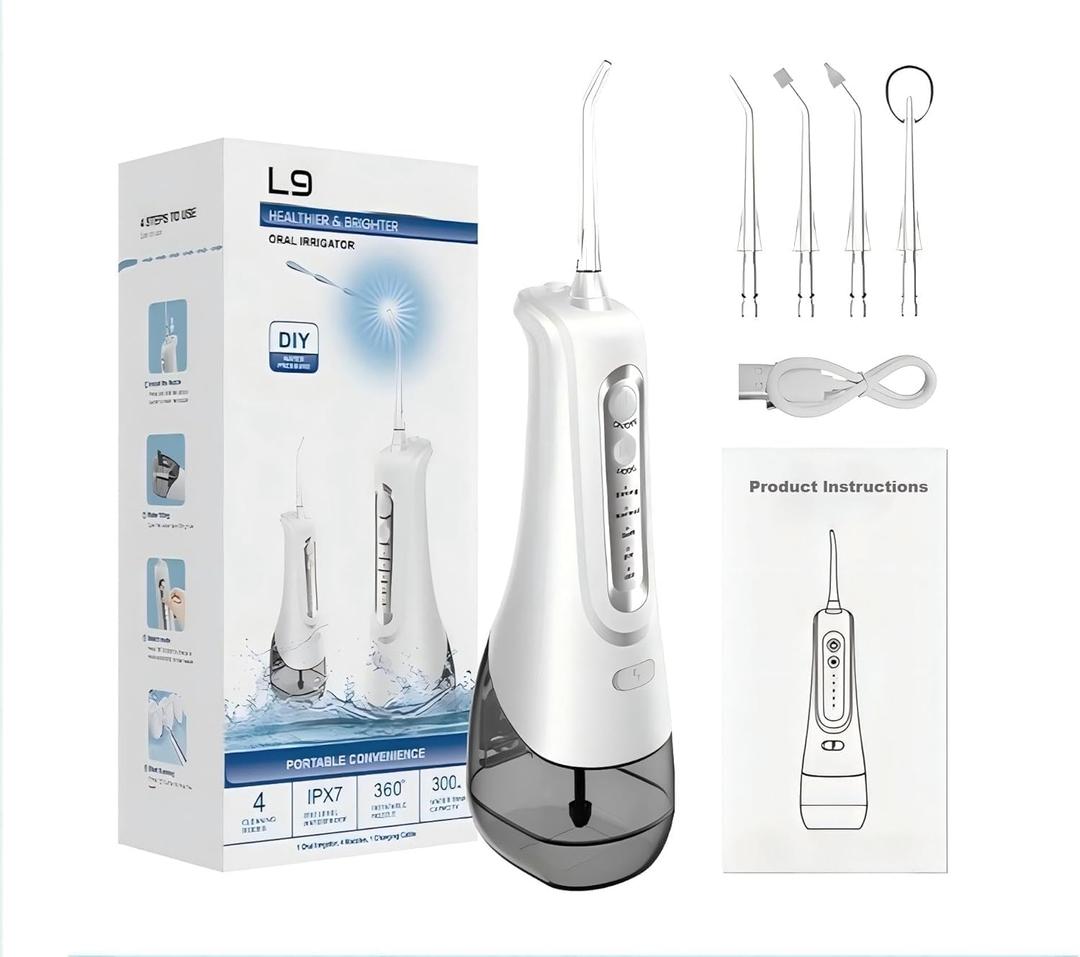 Portable Water Flosser Cordless - 4 Cleaning Modes & 50-Day Long Battery Life, IPX7 Waterproof Compact Design, Type-C Charge Oral Irrigator for Travel/Home/Office, Ideal for Sensitive Gums & Braces (White)