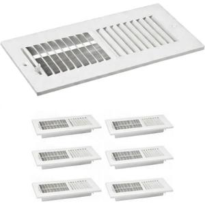 Zonon 6 Pcs 12 x 4 Inch (Interior Size) Air Vent Cover Ceiling Register Grill Duct Opening Air Supply Diffuser 2 Way Steel Sidewall Ceiling Vent Covers Inlet Manual Adjuster for Home, White