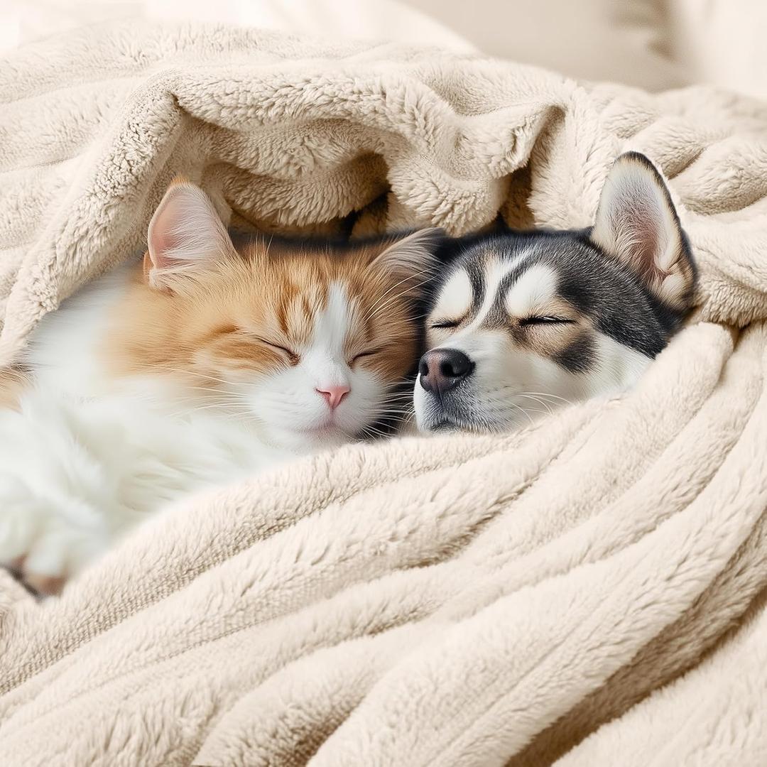 LINENLUX 1 Soft Dog Blanket Washable Warm Fleece Cat Blankets for Pet Puppy Fluffy Calming Flannel Grey Small