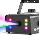 Fog Machine with 6 RGB LED Lights, 1500W Smoke Machine for Stage Party Halloween Christmas DJ Performance Wedding (Black)