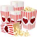 100 Pieces 28 oz Valentine's Day Popcorn Boxes Love Heart Conversation Popcorn Container Treat Candy Goodie Cardboard Boxes for Valentine Wedding Birthday Party Supplies