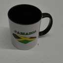 3dRose mug_58778_4 "Jamaican flag in the outline map and word Jamaica" Two Tone Black Mug, 11 oz, Multicolor