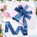 Hotop 12 Yards Frayed Velvet Ribbon, Blue 1.5 Inch Raw Edge Silk Velvet Ribbon Wide Handmade Fringe Fabric Ribbon for Gift Wrapping Bow Making DIY Crafts Party Decoration