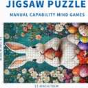 Sumllee 1000 Piece White Easter Bunny Jigsaw Puzzle for Adults, Easter Eggs Puzzle, Challenging Family Activity Game, Colorful DIY Handwork Craft, Home Decor Gift, 27x20 Inches