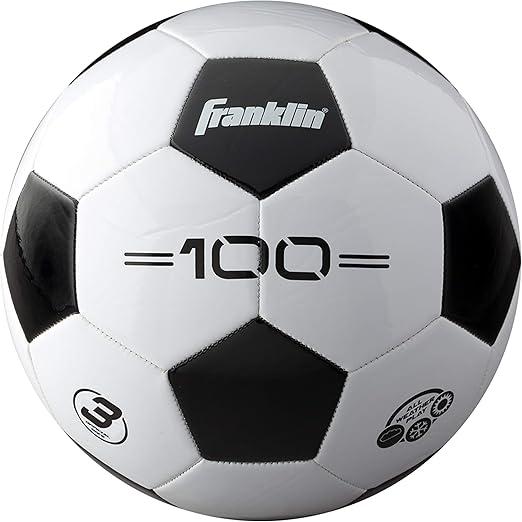 Franklin Sports Soccer Balls - Competition 100 Youth + Adult Soccer Balls - Size 3, Black + White