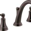 Delta Faucet Woodhurst Widespread Bathroom Faucet 3 Hole, Bronze Bathroom Faucet, Bathroom Sink Faucet, Metal Drain Assembly, Venetian Bronze 3532LF-RB