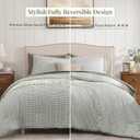 BLOOMHAVEN King Comforter Set - 7 Pieces Green Bedding Sets for All Seasons, Lightweight Soft Bed in a Bag King with Revesible Farmhouse Comforter, Sheets, Pillowcases & Shams