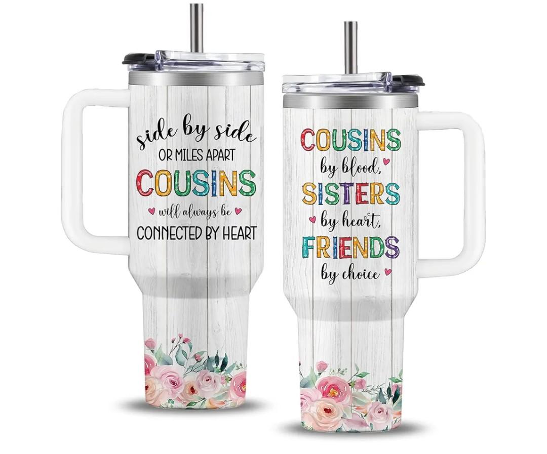 WWHSAI Cousin Gifts for Women, Gifts for Cousins Female, Cousin Birthday Gift for Women, Mothers Day Christmas Best Cousins Gift Tumbler from Sister Brother 40oz
