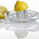 Lemon Squeezer, Portable Citrus Juicer, Crystal Reamer Manual Juicer with Handle and Spout for Fresh Juice, Lime Orange, Heavy Clear Glass
