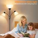 Coucrek Torchiere Floor Lamps for Living Room,72" Dimmable Lamp with 2 Adjustable Reading Lights for Bedroom, Black Tall Standing Room Lamp, 3 Bulbs Included