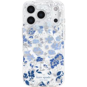 Kate Spade New York iPhone 17 Pro Case - Compatible with MagSafe - Designer Phone Case - Flowerbed Blue Gems