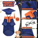 Huhumy 5 Pcs Dog Graduation Costume Set Include 2026 Pet Graduation Gown with Stole Puppy Grad Cap Lensless Glasses DIY Letter Stickers for Dogs Cats Holiday Costume Accessory(Blue Orange,M)