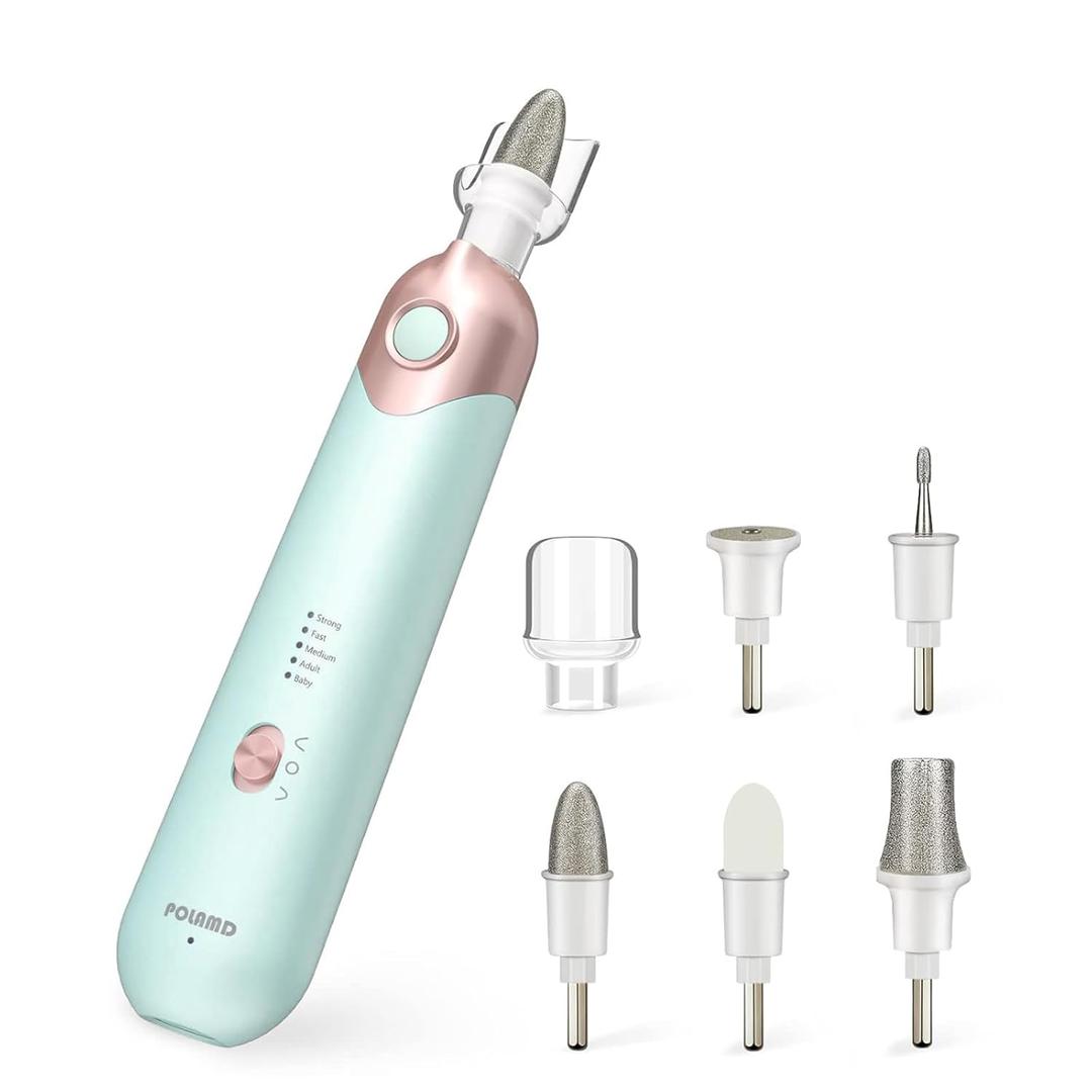 Professional Manicure Pedicure Kit, Electric Nail File Set, Cordless Electric Nail Drill Machine, 5 Speeds Hand Foot Care Tool for Nail Grind Trim Polish (Blue)
