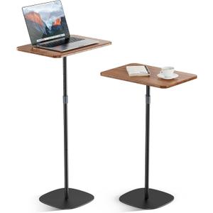 Portable Laptop Floor Stand, Bedside/Sofa Table with Height Adjustable 18''~48'', Sleek Wooden Lectern Standing Desk Mobile Podium for Home, Office, School, Black