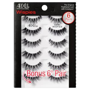Ardell Demi Wispies Eyelashes  Multi-Dimensional, Eyelashes Natural Look, 6 Pairs (Black)