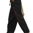 Puimentiua Women's Linen Capri Pants with Drawstring Petite Summer Beachwear Lightweight Elastic Waist Pants, Black, XL