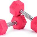 Portzon Weights Dumbbells Pink Colors Compatible with Set of 2 Neoprene/Rubber Dumbbells,1-15 LB, Anti-Slip, Anti-roll, Hex Shape (Standard)