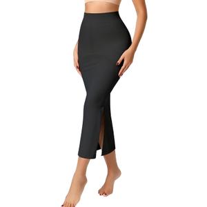 Half Shapewear Slip for Women Under Dress, Tummy Control High Waist Seamless Maxi Skirt Body Shaper (Medium, Black)