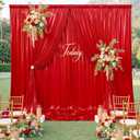 10x10ft Shimmer Red Sequin Backdrop Curtain for Parties, Thick Wrinkle Free Glitter Backdrop Drapes Photo Back Drop Curtains for Birthday Wedding Party Photography Background-2 Panels 5x10ft