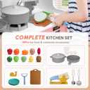 BIERUM Play Kitchen with Realistic Lights & Sounds, Wooden Kitchen Playset with 28 Pcs Toy Food & Cookware Accessories, Toy Kitchen with Plenty of Play Features, Idea Gift for Boys and Girls Ages 3+, Large