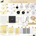 Wavwavw 68 Pcs DIY Graduation Cap Decorations Kit, Faux Flowers 3D Butterfly Bow Self Adhesive Rhinestones and Alphabet Letter Stickers for 2026 Grad Cap Topper Decor Graduation Party(Black White)