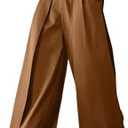 OYOANGLE Men's Baggy Wide Leg Pants Zipper Fly Pleated Trousers Business Casual Dress Pants with Pocket, Small