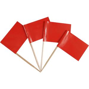4 x QQSD Solid Red Toothpick Flag DIY Blank Flag Small Mini Plain Red Cupcake Topper Flags, 100 pcs