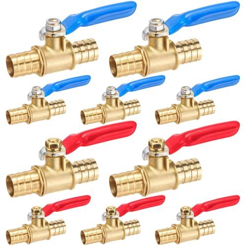 12 Pack 1/2 Inch Pex Shut off Valve, Pex Brass Ball Valve Full Port Shut-off Stop Fittings No Lead Brass Fittings