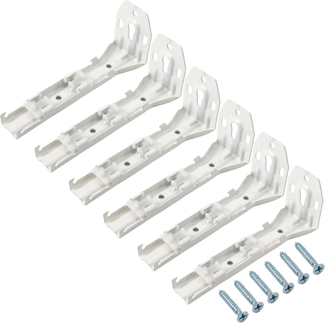 Bendable Curtain Track Double Wall Brackets, White, 6 Pack, Wall Mount Accessories