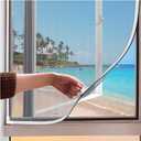 Window Screen Adjustable 40x59in Magnetic Window Screen Replacement, White Frame Gray Fiberglass Mesh, DIY No Drilling Easy Cut-to-Fit for Sliding/Swing/Top-Hung, Fits Wood/Iron/PVC Frames