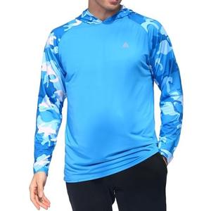 Light Face Men's Sun Protection Hoodie Shirts UPF 50+ Long Sleeve SPF UV Rash Guard Fishing Hiking Lightweight, M