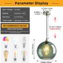 Modern 2-Pack Glass Globe Pendant Lights, Gray Green Modern Pendant Lighting for Kitchen Island, Glass Hanging Lamps for Dining Room Living Room Bedroom, Large 9.85 Inch Fixture (Bulbs Not Included)