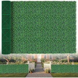 EverNature EverNture 71"x144" (72 SQFT) Grass Wall Panels, Artificial Grass Backdrop, Fake Greenery Plant Boxwood Roll with Flower, Green Wall Decor for Outdoor Indoor Patio Garden Backyard