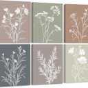 Framed Farmhouse Flower Pictures Wall Art, Nature Floral Pictures Wall Decor, Boho Botanical Wall Art for Bedroom Bathroom Kitchen Living Room Home (Framed, 8x10in, Set of 6)